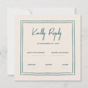 Invitación Wavy Green Handwriting Retro Wedding Rsvp