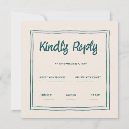 Invitación Wavy Green Handwriting Retro Wedding Rsvp