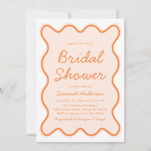 Invitación Wavy Moderno Curvy Retro Peach Fuzz Bridal Shower