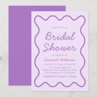 Wavy Moderno Curvy Squiggle Purple Bridal Shower