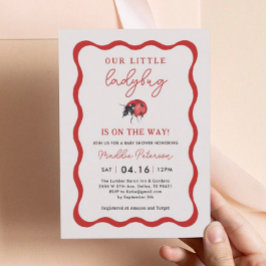 Invitación Wavy Our Little Ladybug Chica Baby Shower
