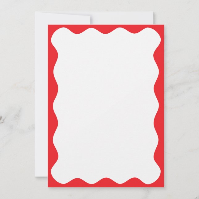 Invitación Wavy Red Border Navidades Blank Personalizado Text (Anverso)