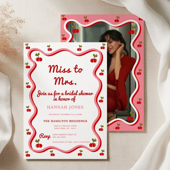 Invitación Wavy Retro Cherry Valentine Shower (Subido por el creador)