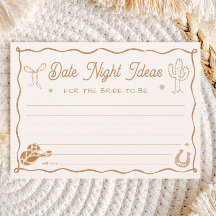 Wavy Western Bridal Shower Date Night Ideas Card