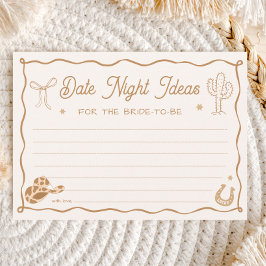 Invitación Wavy Western Bridal Shower Date Night Ideas Card