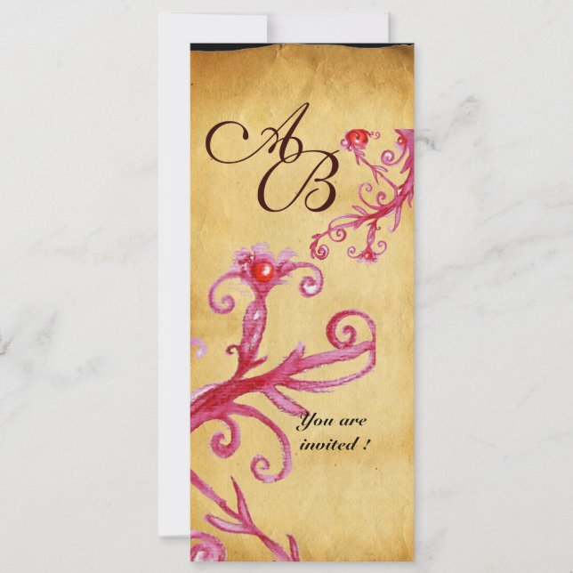 Invitación WAX SEAL MAGIC BERRIES MONOGRAM,Parche (Anverso)