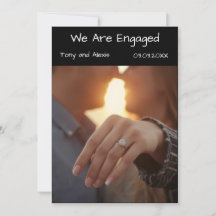 We Are Engaged Photo Announcement Card | Modern 