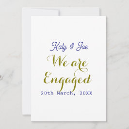 Invitación We are Engaged purple gold name date elegant simpl