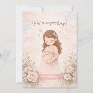 Invitación We Are Expecting a Baby Announcement Card Minimal 