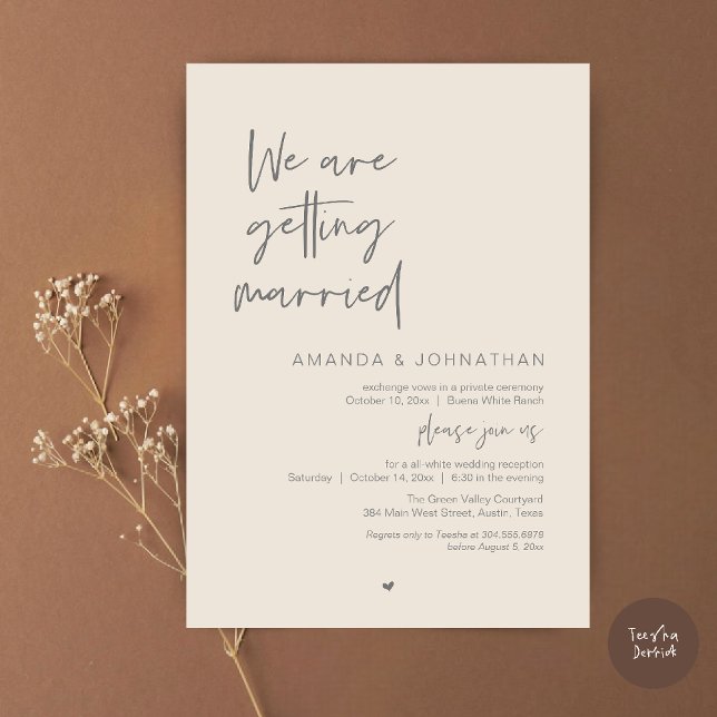 Invitación We are getting married, Modern Wedding Celebration (Modern Minimal Reception, We are getting married Invitation Card in Cream and Grey)