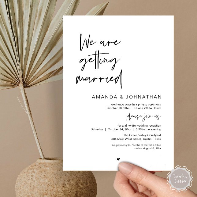 Invitación We are getting married, Modern Wedding Celebration (Modern Minimal Reception, "We are getting married" Invitation Card in Black and white)