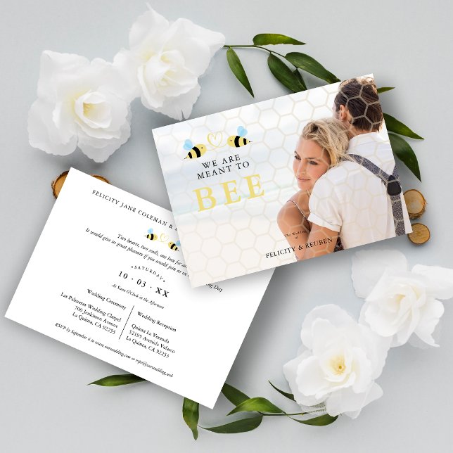 Invitación We Are meant To Bee Quote Funny Two Bees Wedding  (Subido por el creador)