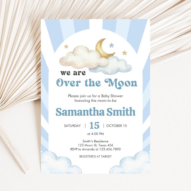 Invitación We are Over the Moon Baby Shower (Over the Moon Baby Shower Inviation)