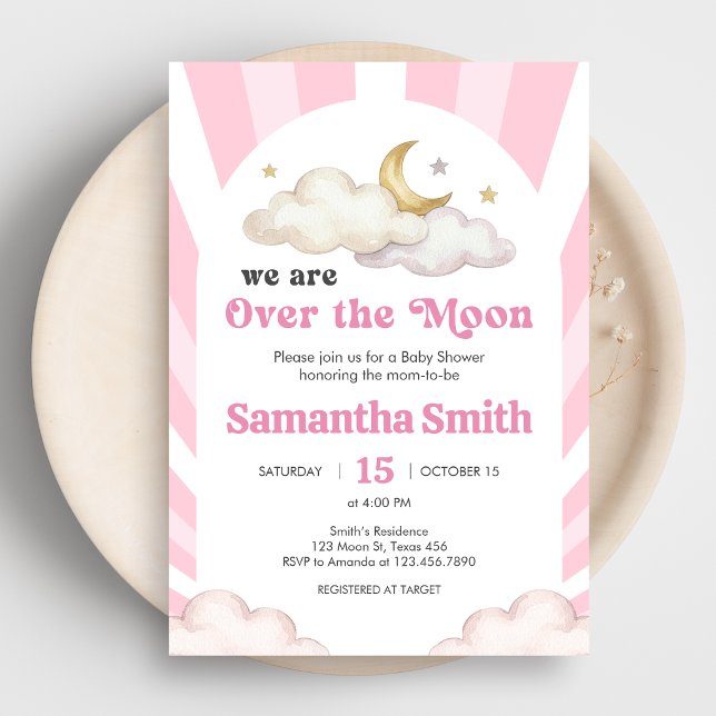 Invitación We are Over the Moon Baby Shower Invitation (Over the Moon Baby Shower Invitation)