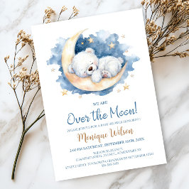 Invitación We are Over the Moon Teddy Bear Baby Shower