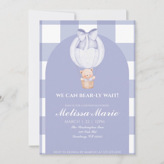 Invitación We Can Bear-ly Wait Baby Shower Invite (Anverso)