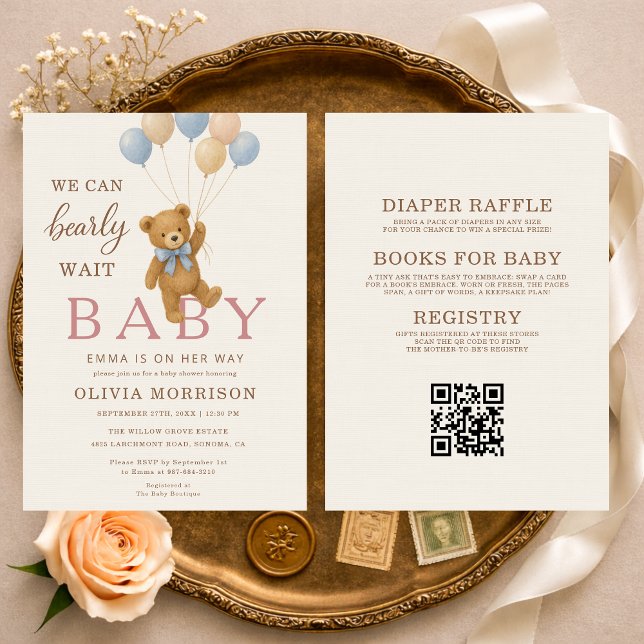 Invitación We Can Bearly Wait All in One Baby Girl Shower (Subido por el creador)