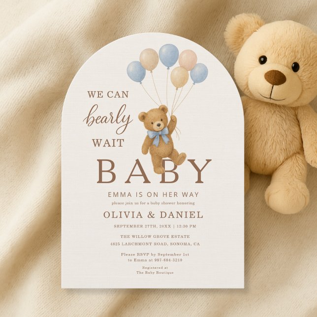 Invitación We Can Bearly Wait Baby Boy Bear Couple Shower (Subido por el creador)