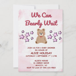 Invitación We Can Bearly Wait Baby Shower