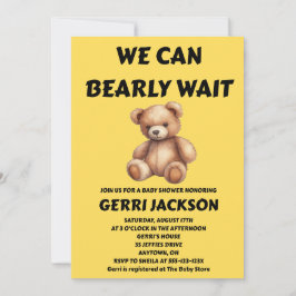 Invitación We Can Bearly Wait Baby Shower