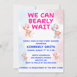 Invitación We Can Bearly Wait Baby Shower