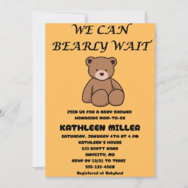Invitación We Can Bearly Wait Baby Shower