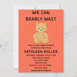 Invitación We Can Bearly Wait Baby Shower
