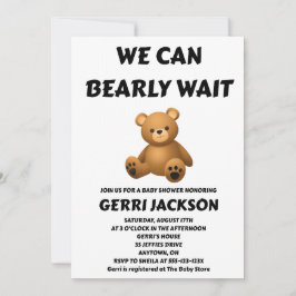 Invitación We Can Bearly Wait Baby Shower 
