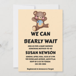 Invitación We Can Bearly Wait Baby Shower