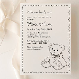 Invitación "We Can Bearly Wait" Baby Shower Gender Neutral