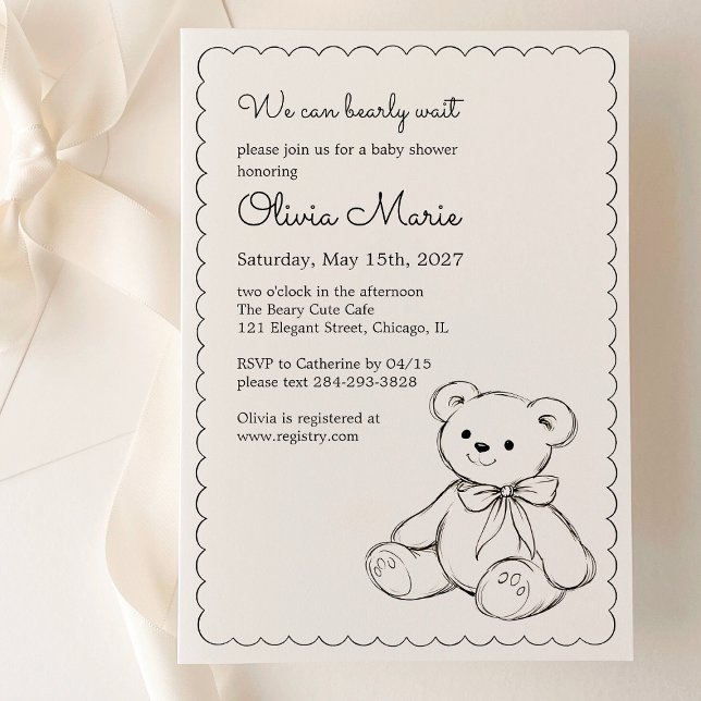 Invitación "We Can Bearly Wait" Baby Shower Gender Neutral (Subido por el creador)