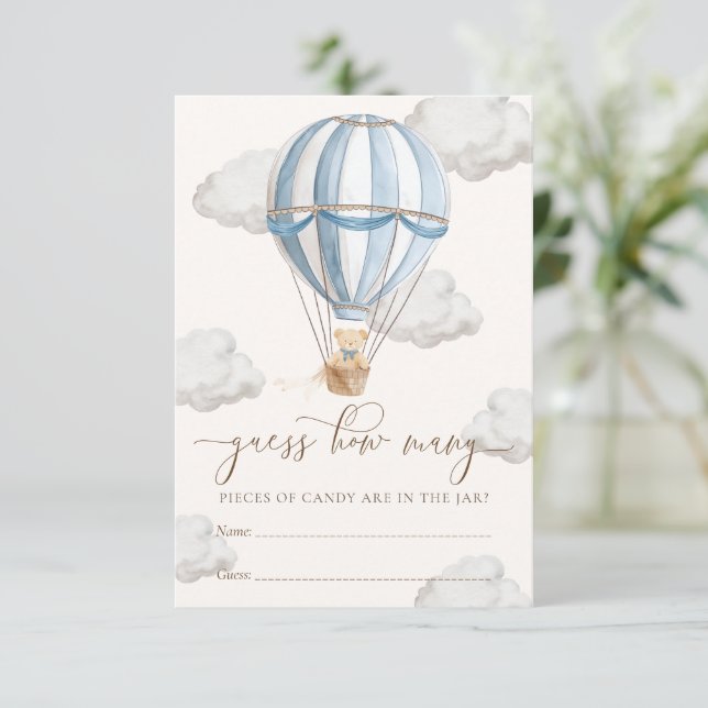 Invitación We Can Bearly Wait Baby Shower Guess How Many Card (Anverso de pie)