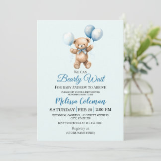 Invitación We Can Bearly Wait Baby Shower  Invitation