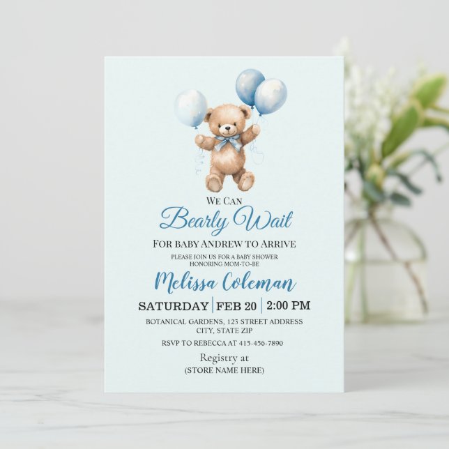 Invitación We Can Bearly Wait Baby Shower  Invitation (Anverso de pie)