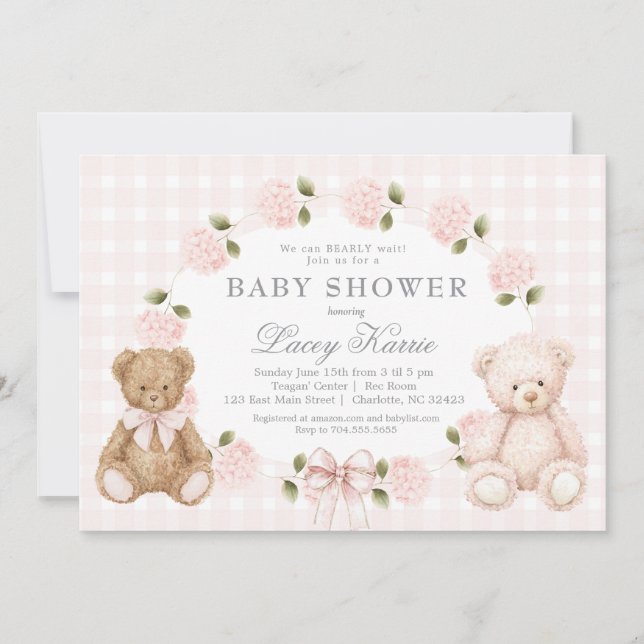 Invitación We can bearly wait baby shower invitation (Anverso)