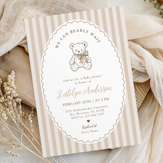 Invitación We Can Bearly Wait Baby Shower Invitation (Subido por el creador)
