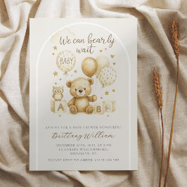 Invitación We Can Bearly Wait Baby Shower Invitation