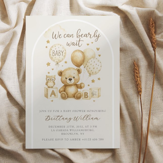 Invitación We Can Bearly Wait Baby Shower Invitation (Subido por el creador)