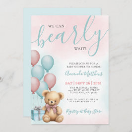 Invitación We Can Bearly Wait Bear Baby Shower