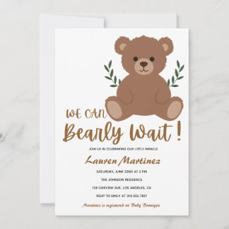 Invitación We Can Bearly Wait Boy Baby Shower Invitation