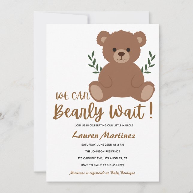 Invitación We Can Bearly Wait Boy Baby Shower Invitation (Anverso)