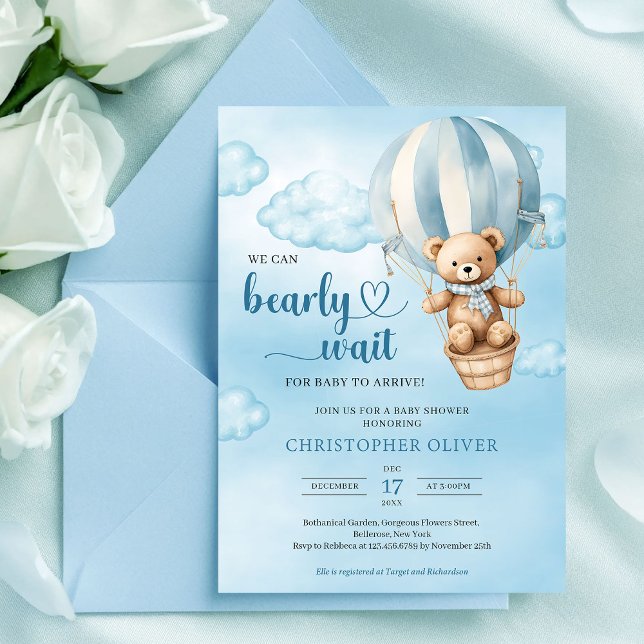 Invitación We can bearly wait boy baby shower invitation (We can bearly wait boy baby shower invitation)