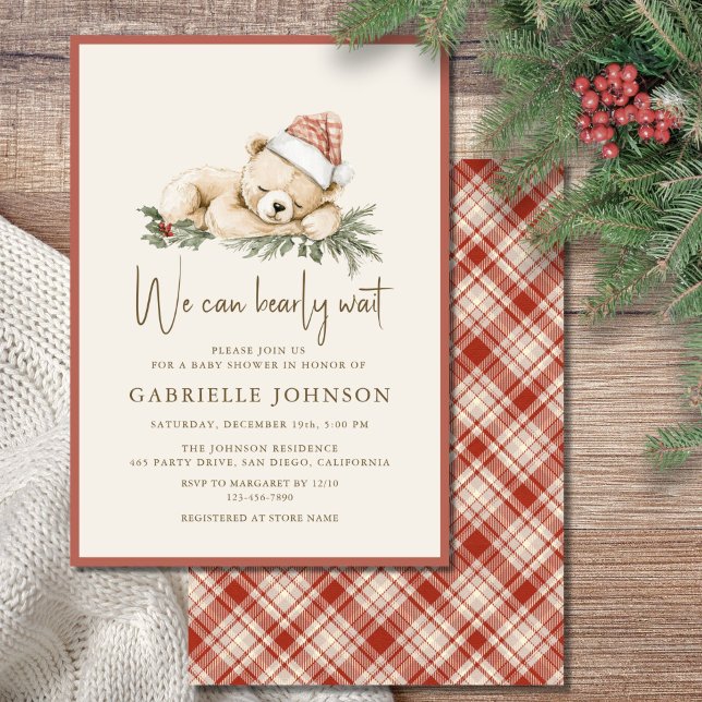 Invitación We Can Bearly Wait Christmas Baby Shower (Subido por el creador)