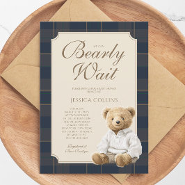 Invitación We Can Bearly Wait Cute Cub Teddy Bear Baby Shower