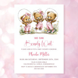 Invitación We Can Bearly Wait  Cute Girl Teddy Bears