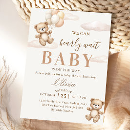 Invitación We Can Bearly Wait Elegant Teddy Baby Shower