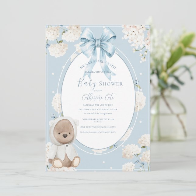 Invitación We Can Bearly Wait Floral Whimsical Baby Shower (Anverso de pie)