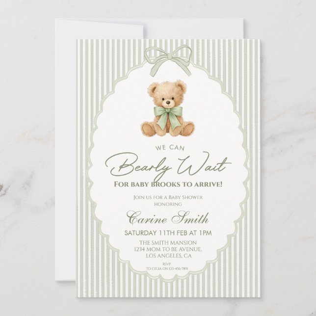 Invitación We Can Bearly Wait Gender Neutral Baby Shower (Anverso)