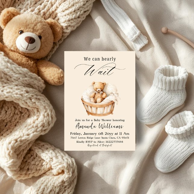 Invitación We Can Bearly Wait Gender Neutral Bear Baby Shower (Subido por el creador)