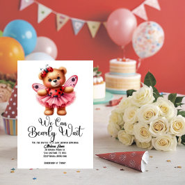 Invitación We Can Bearly Wait Girl Baby Shower Invitation